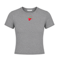 STRAWBERRY BABY TEE - HEATHER GREY