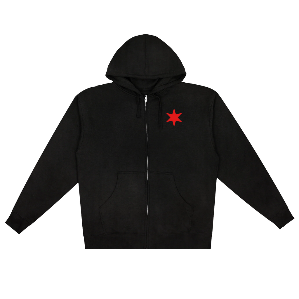 STAR ZIP-UP HOODIE - BLACK