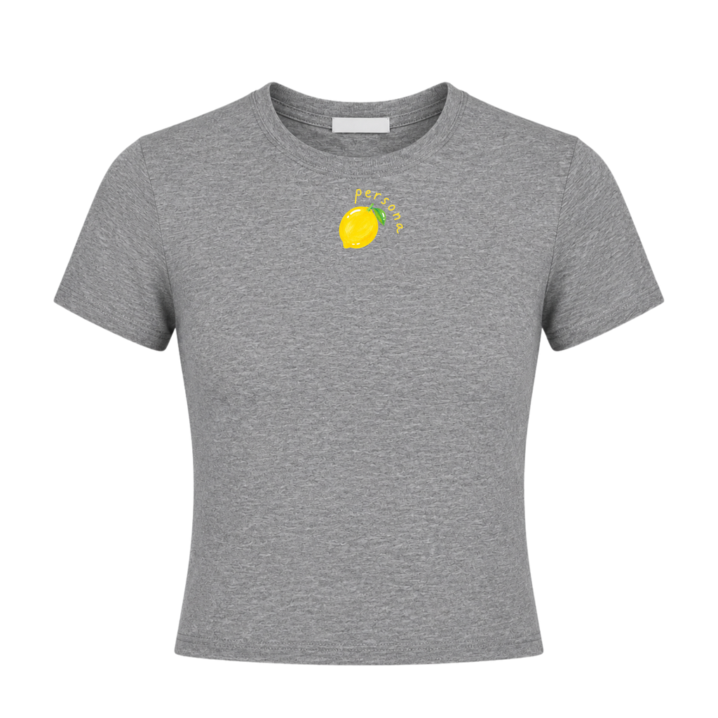 LEMON CROPPED TEE - HEATHER GREY