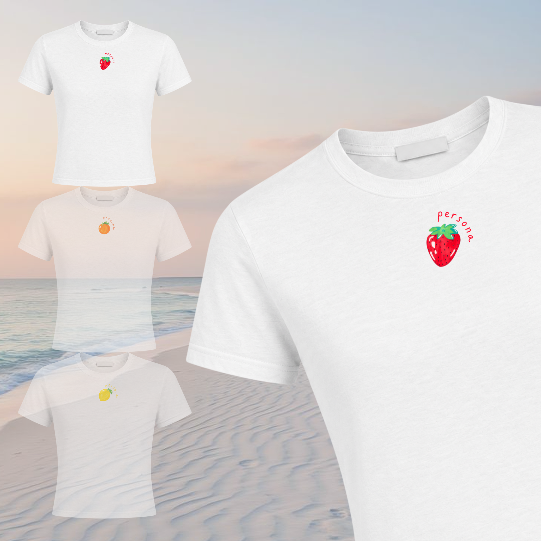 STRAWBERRY BABY TEE - WHITE